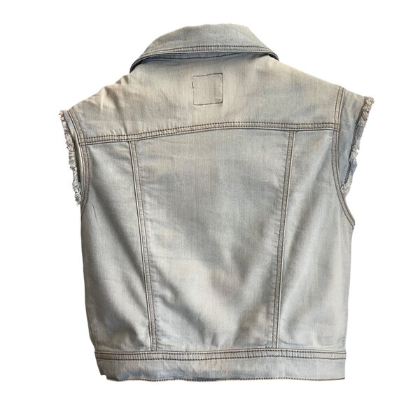 Mayoral Girls Denim Vest Size 10 Pearl Studded Light Wash Jean Jacket Western - Picture 3 of 12